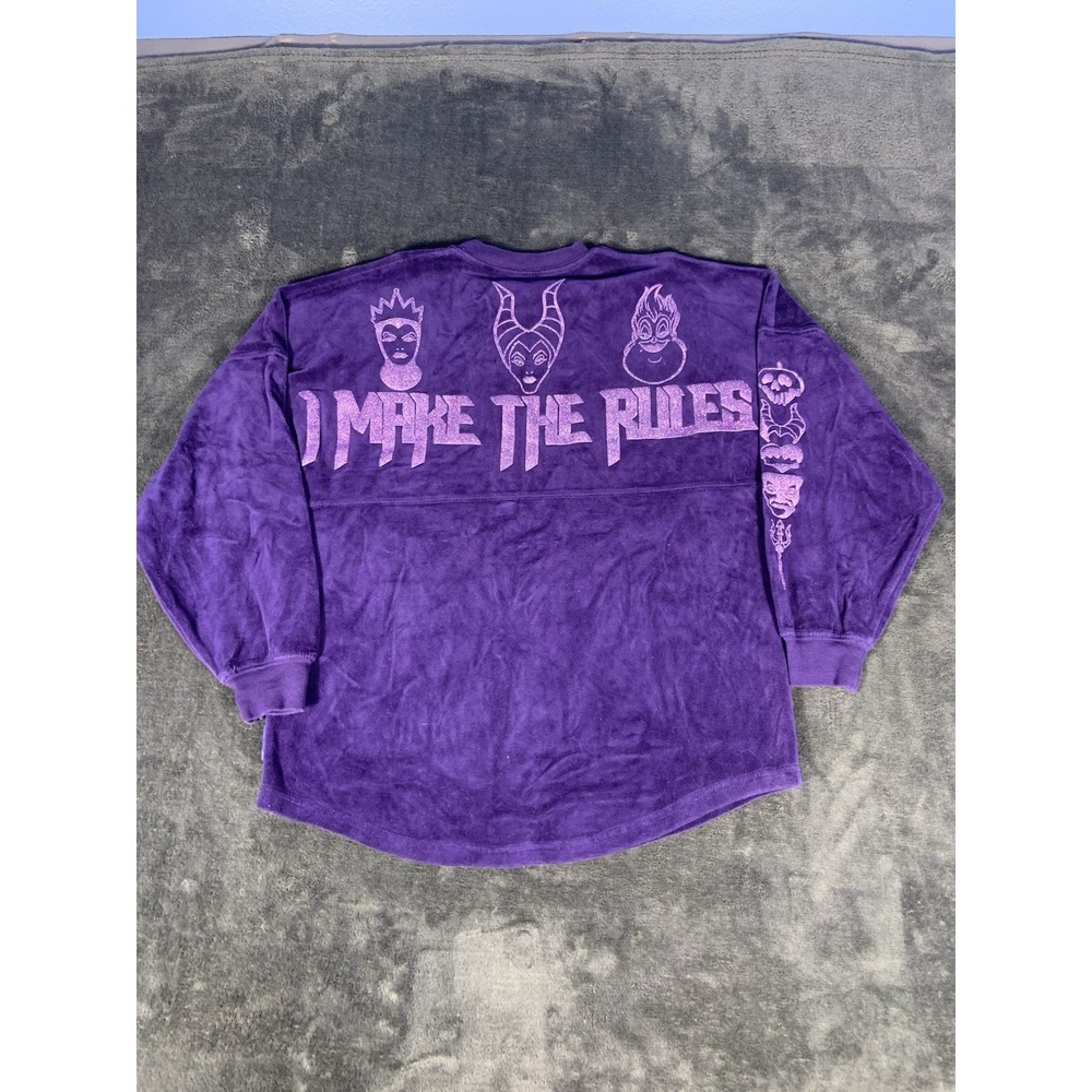 Disney Villains Spirit Jersey I Make The Rules Womens XS Purple Velour Sparkle